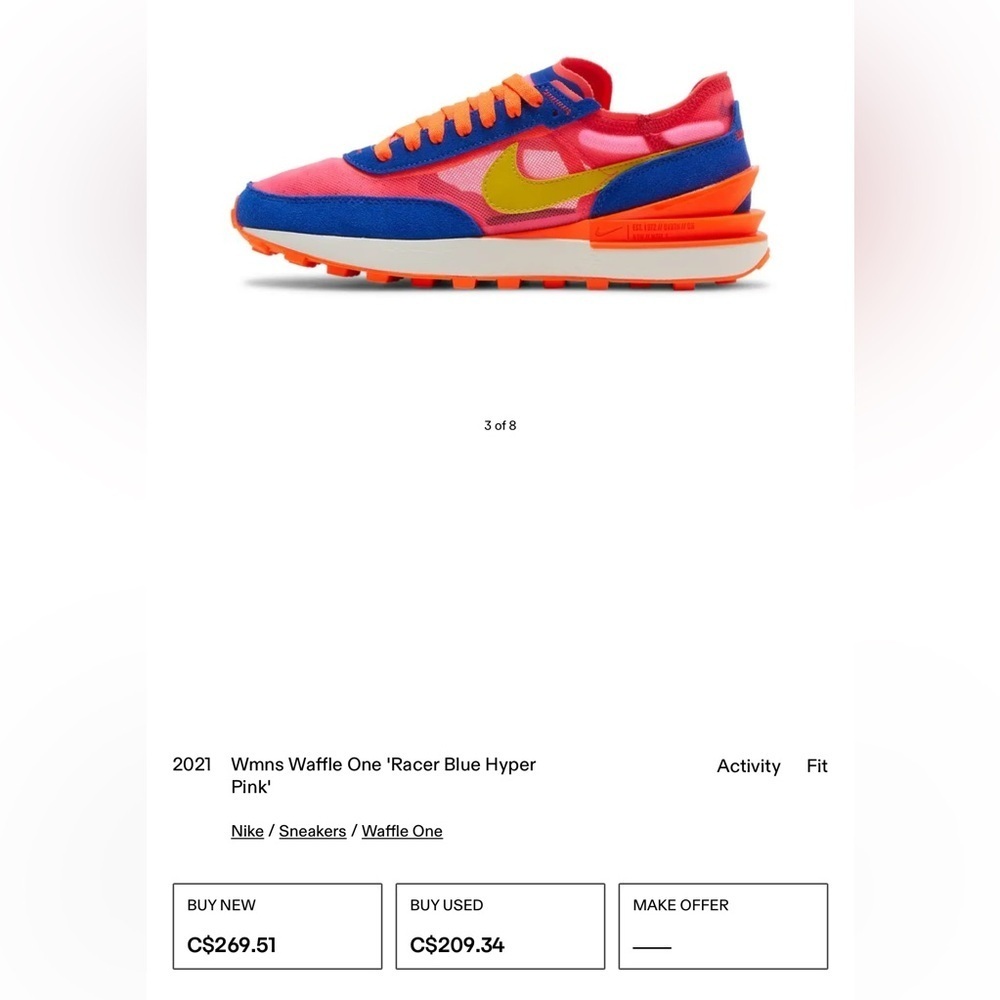 Nike Wmns Waffle One 'Racer Blue Hyper Pink - Picture 9 of 9